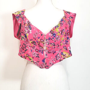 NEW!! AFRM Pink SIZE L Floral Corset Blouse Top Sweetheart Neckline AET048896JU